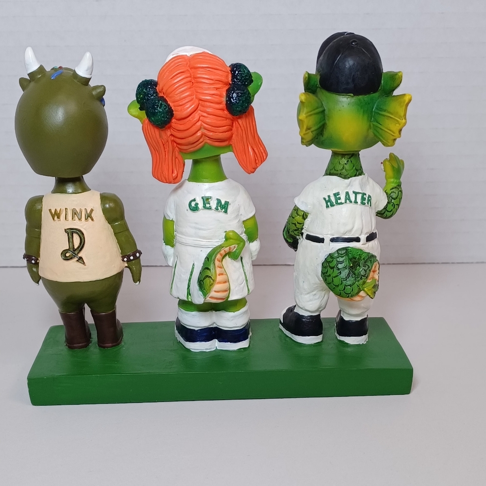 VTG Rare Dayton Dragons Baseball Triple Mascot Figurine Bobblehead Set - Picture 10 of 12